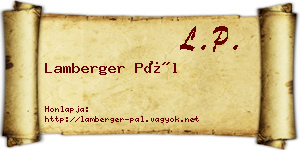 Lamberger Pál névjegykártya